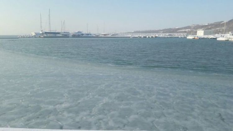 Морето край Бургас замръзна, а в Морската градина карат ски (видео)