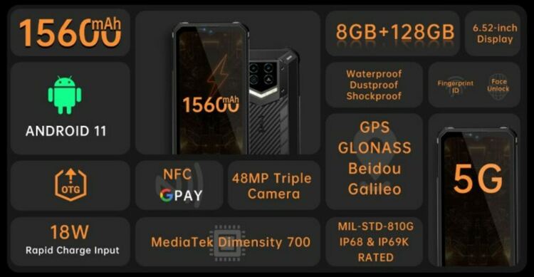 Китайски свръх здрав смартфон с 15600 mАh бaтepия